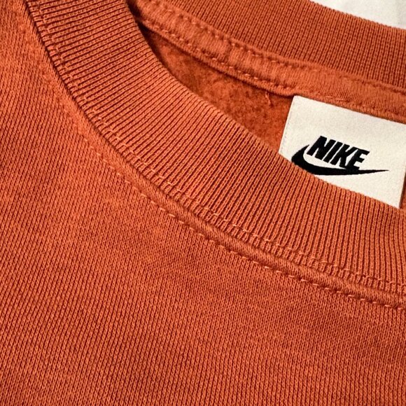 Nike Burnt Orange Oversized Cropped Crewneck Sweatshirt Cotton Blend Pullover XS - Picture 5 of 10
